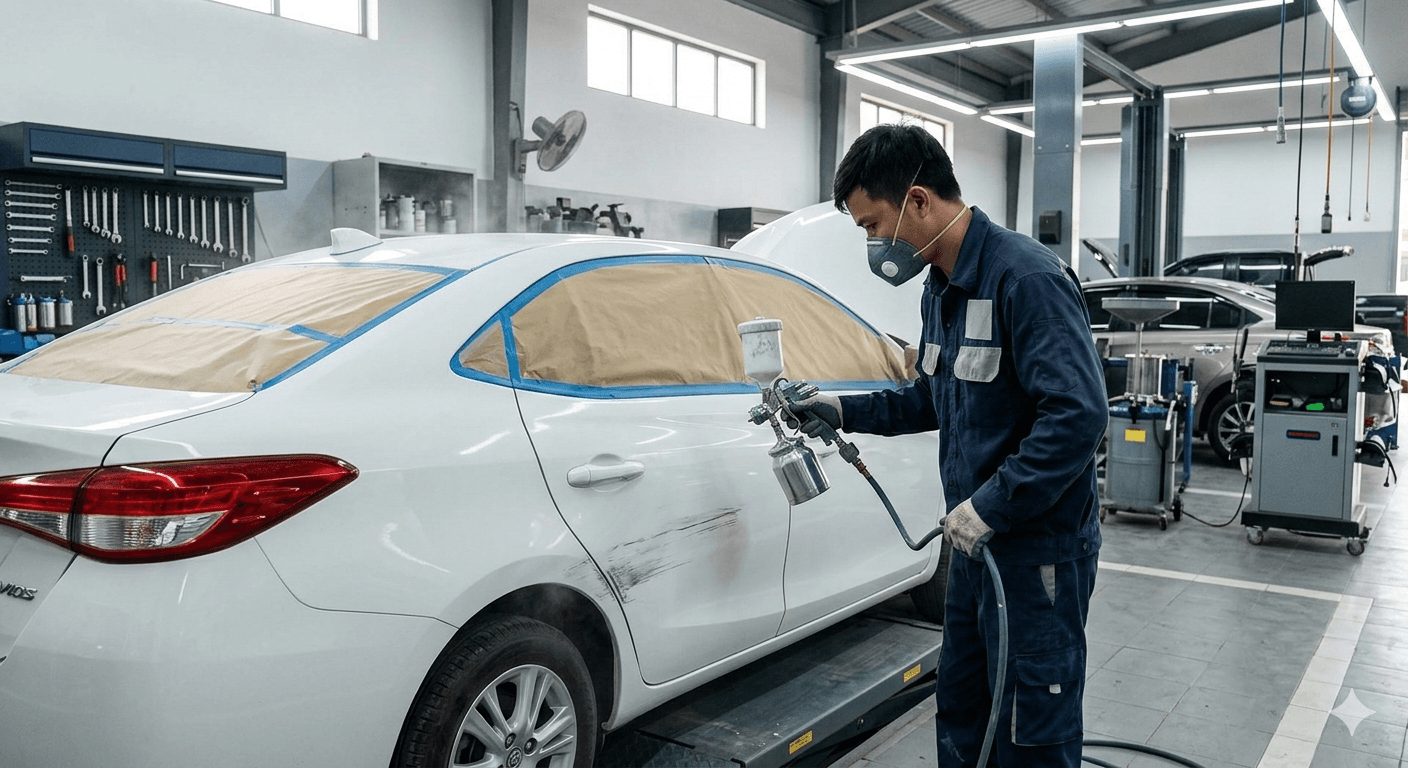 Sơn xe — phòng sơn kín